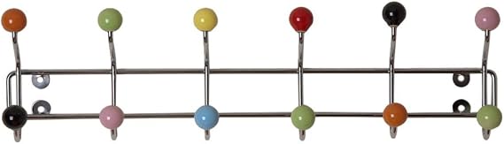 ASPECT Deluxe Wall-Mounted Coat Hanger-12 Hooks, Chrome/Multi, 55x6x12cm, CR03MULTI