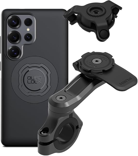 Quad Lock Motorcycle Handlebar Mount PRO Kit with Vibration Dampener and MAG Phone Case for Samsung Galaxy S25 Ultra