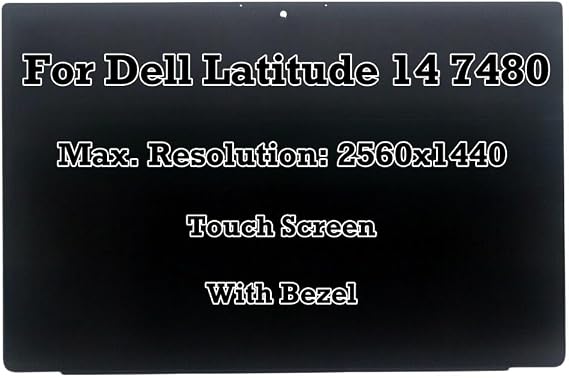 14.0" Replacement for Dell Latitude 14 7480 QHD 2560x1440 LCD LED Touch Screen Display Digitizer Assembly with Bezel