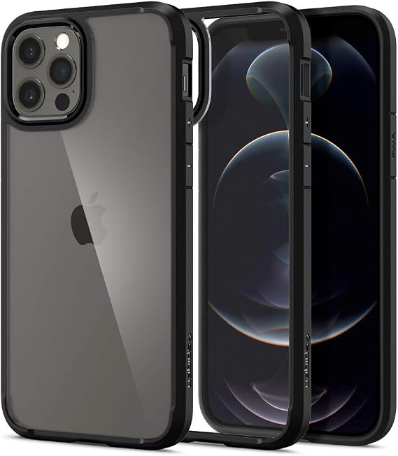 Spigen iPhone 12 / 12 Pro ile Uyumlu Kılıf Ultra Hybrid Sararmaya Dayanıklı Siyah Şeffaf Kapak - ACS01703 (Spigen TR Garantili)