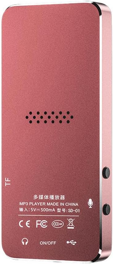 Bluetooth-compatible 1.8-inch MP3 MP4 HD Display Zinc Alloy Player Stereo Sound Touch Control Portable Music Dormitory, Pink, 16GB