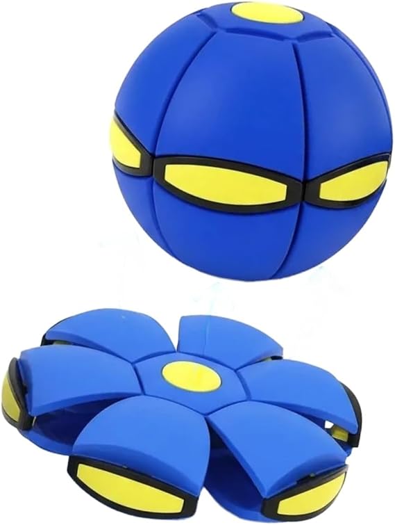 Magic Bouncing Ball - Dual Form Transforming Saucer-Ball Toy, Blue Bouncy Pop-Up Toy for Kids, Family Interactive Play & Flying Saucer Pet Toy for Indoor Outdoor Fun