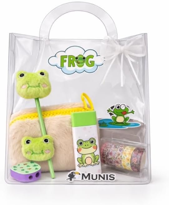 Sevimli Hayvanlar Temalı Kırtasiye Seti/Peluş Kalem Kutusu, HB Kalem, Silgi, Washi Bantlar, Kalemtıraş (Pudra Pembe - Sarı)