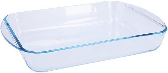 Pyrex Rectangular Glass Roasting Dish, Clear, Size: 35 x 23 cm, Glass Rectangular Roaster, Oven Baking Dish, Highly Thermal Resistant: Oven, Microwave & Dishwasher Safe, GD030
