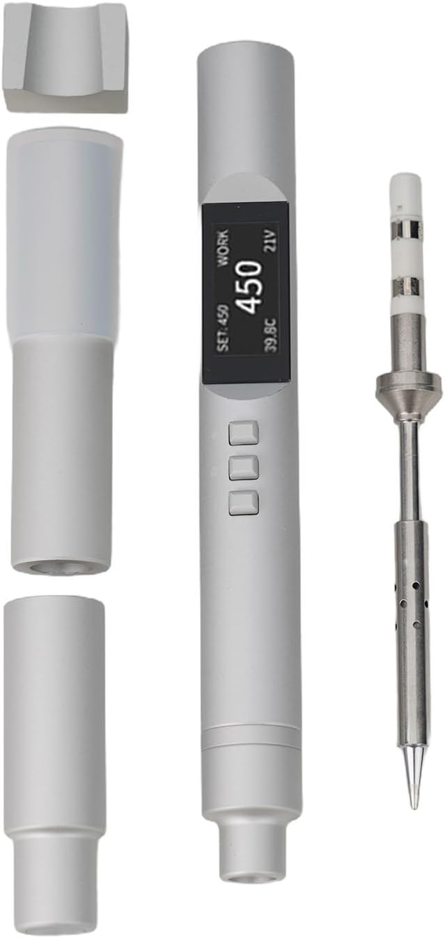 USB C Soldering Iron, PTS200 T13 65W PD3.0 Intelligent Soldering Iron,CNC Metal Shell Open Source Programming,Compatible with T12 TS101 for PINE64Silver