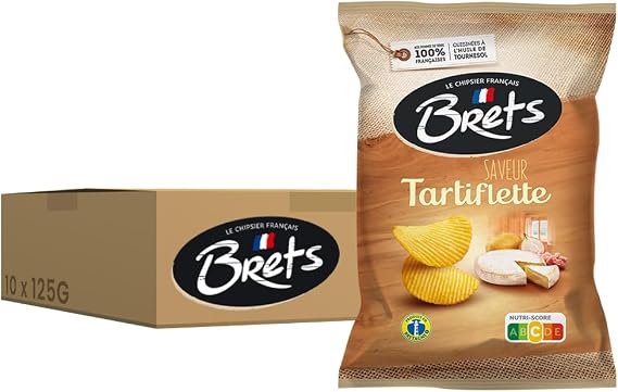 Brets Tartiflette Crisps Crinkle Cut 10X125g - Made with 100% French Potatoes Made in France No Perservatives No Added MSG…