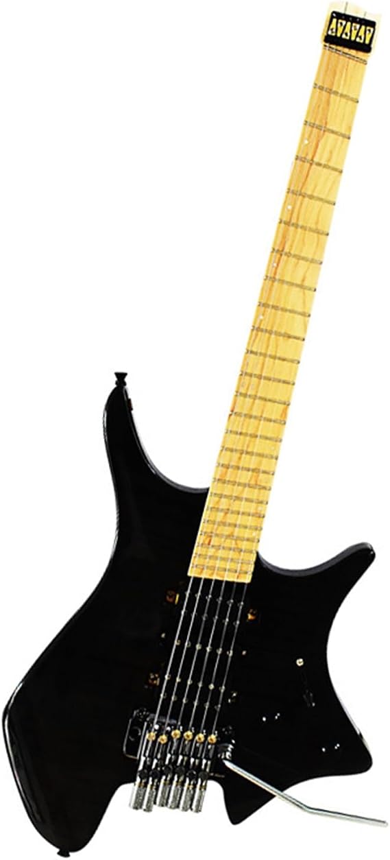 Black 6-string Headless Electric Guitar Ash Wood Body Maple Neck And Fretboard With Tremolo Headless Electric Guitar Kit