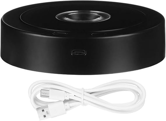 Round Stand Led Rotating Display Stand Base for Crystals Lighted Base 8 Light Modes Display Pedestals(Black)