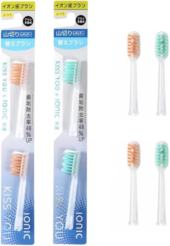 Japanese Ionic Toothbrush Set - Premium Negative Ion Technology - Yamakiri Mountain - Cutting Regular Brush Hair and Regular Size (Refill)