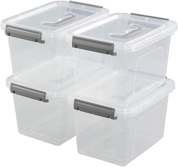 Plastic Storage Boxes, Clear Containers, Boxes with Lids Set of 4