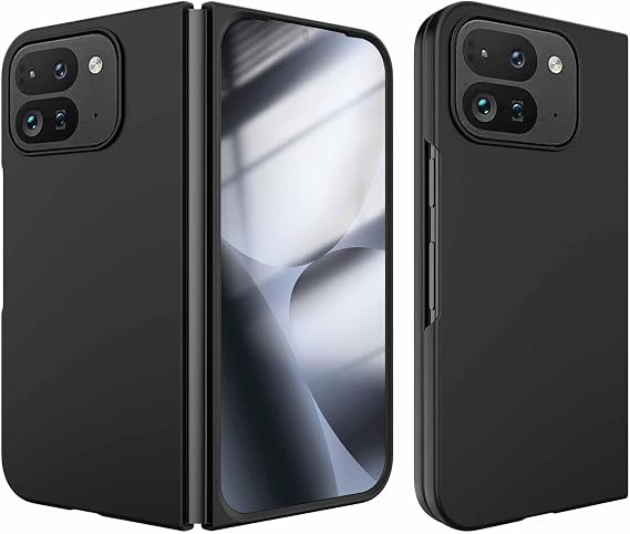 Google Pixel 10 Pro用 フォールドケース フロントスクリーンプロテクター付き、超薄型マットハードPCケース 傷に強いレイズドエッジ保護保護カバー Google Pixel 10 Pro用 フォールドブラック