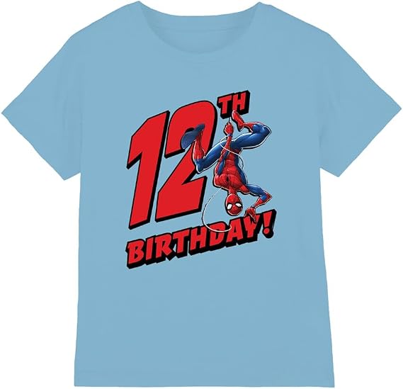 Marvel Boy's Spiderman Birthday 12 Unisex Kids T Shirt T-Shirt