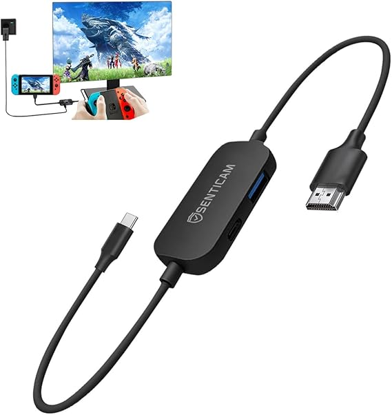 Senticam TV Dock for Nintendo Switch One Including OLED,Portable Travel TV Docking Station Replacement for Nintendo Switch 1 with HDMI and USB 3.0 Port, TV Cable (Black)