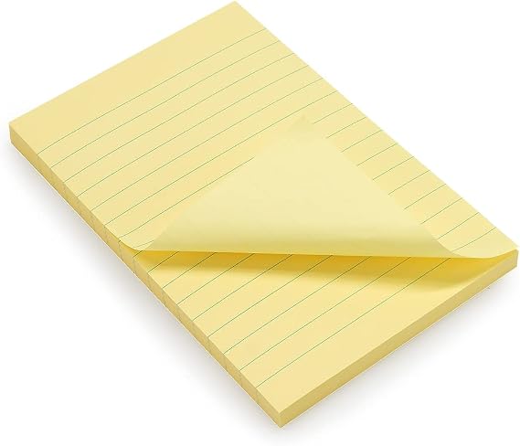 WAYTEX 931680-100 Sticky Notes A6 Lined Sticky Notes Pad of 100 Repositionable Sticky Sheets Large 10 x 15 cm Pastel Yellow