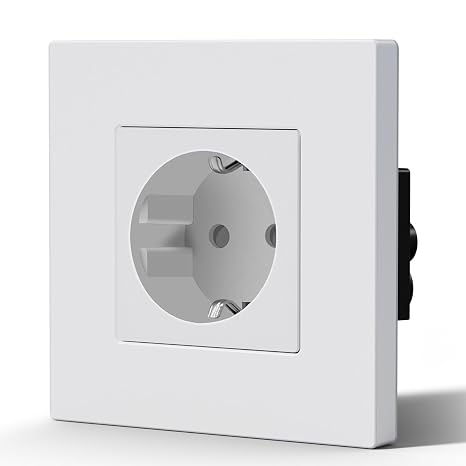 BSEED Plastic Wall Plug, Standard Recessed Sockets, Recessed Wall Socket, Horizontal and Vertical Installation, Child Protection, M Series, 1 Socket, 86 mm White