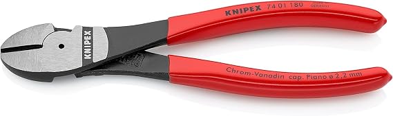 KNIPEX High Leverage Diagonal Cutter with Plastic Coating 180 mm, 74 01 180