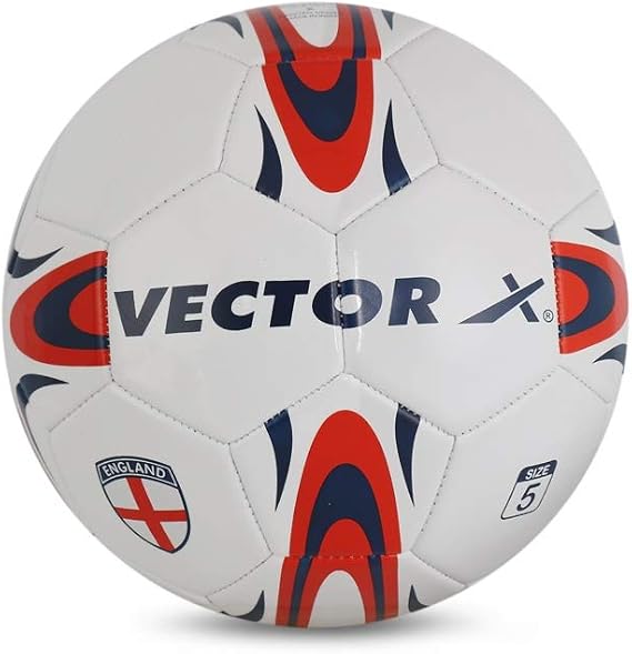 Vector X England Machine Stitched Football | Sports| Match | Training | Practice| Professional Soccer Football | Size-5 | White Red |