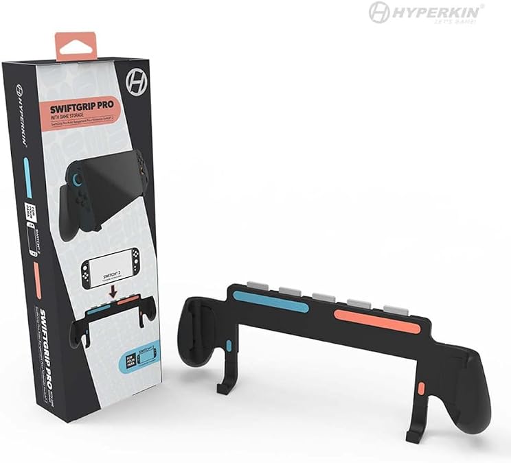 Hyperkin SwiftGrip Nintendo Switch2 専用｜携帯モードに最適なエルゴノミックグリップ＋ゲームソフト4枚収納で利便性抜群 長時間プレイを支えるアクセサリー