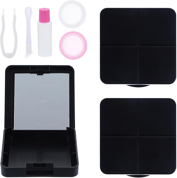 CRAFTHROU 3 Sets Portable Travel Lens Case Kit with Mirror, Black Pp Contact Lens Case Box, Protects Eyes from Damage, Compact and Lightweight for Women’s Contact Lenses