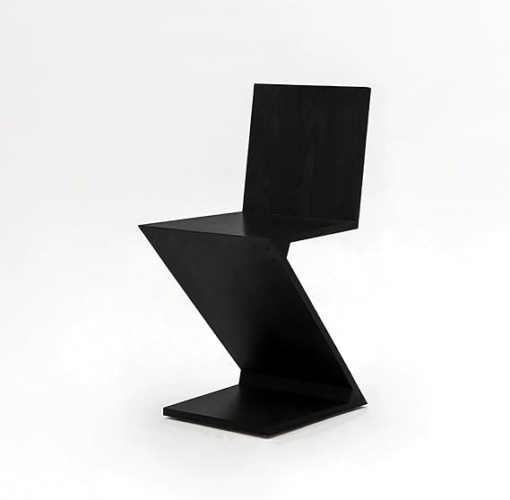 Solid Wood Dining Chair, Modern Minimalist Z-Shaped Design with Backrest, for Dining Room, Living Room, and Art Spaces