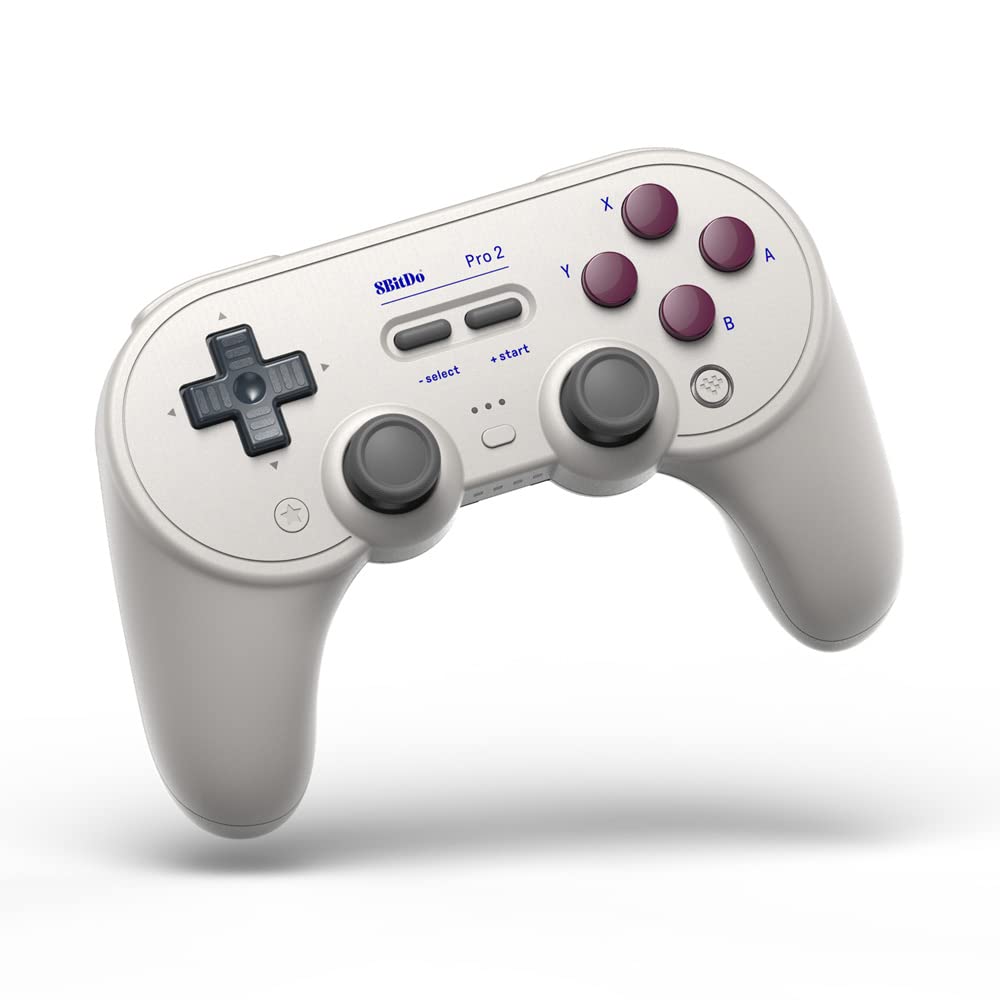 8Bitdo Pro 2 Bluetooth Controller for Switch, PC, macOS, Android, Steam and Raspberry Pi G Classic Edition, Light Gray