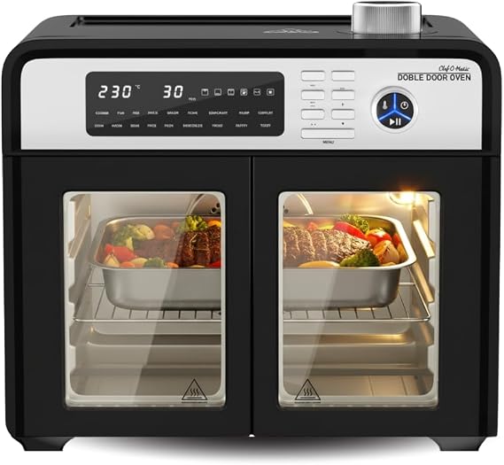 STARLYF Double Door Oven 28L Air Fryer | 18 Cooking Programs, 1700W Convection, Grill, Rotisserie & Dehydrator | LCD Display, Dual Door Design, Multifunction Countertop Oven