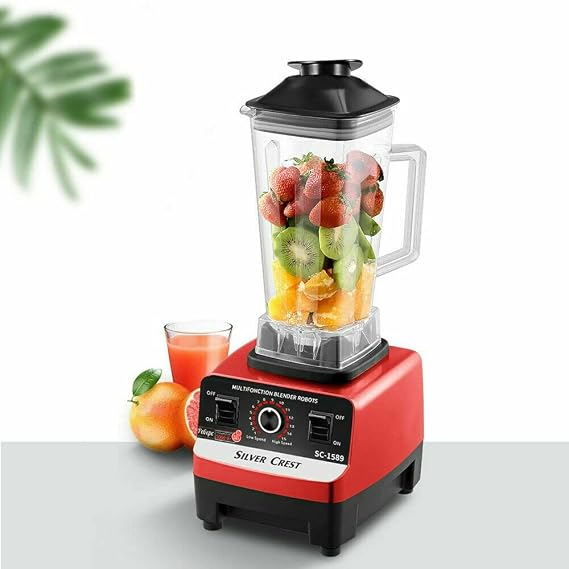 1200W Blender Smoothie Maker – Functional Jug Blender | Mixer | Juicer for Kitchen, 2L Capacity with 2 Plastic Cups, 48,000 RPM Max Speed, 6 Stainless Steel Blades for Easy Cleaning (Red)