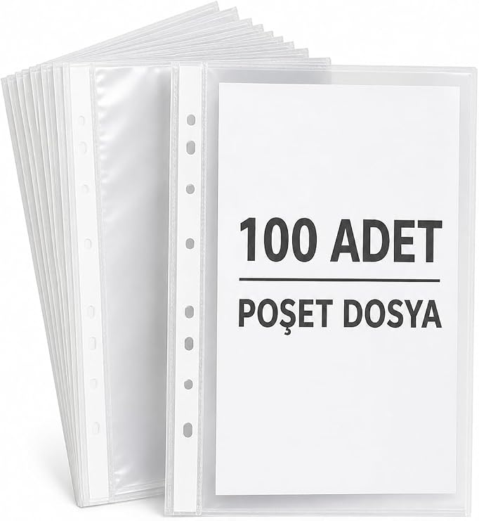100 Adet A4 Şeffaf Dosya Föy Poşet Dosya