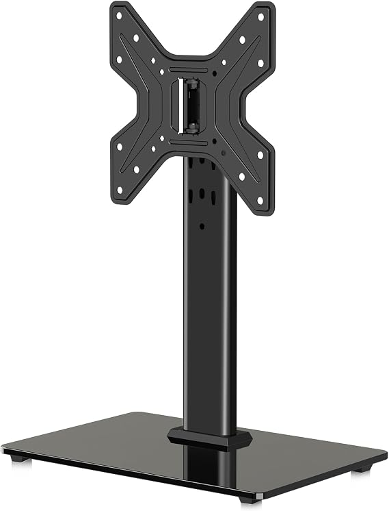 XINLEI Rock-Solid TV Stand for Samsung/LG 17-43" TVs | Universal Swivel Table Top Stand | Height Adjustable (265-385mm), 45kg Load, Max VESA 200x200 | No Drill, Anti-Tilt Design TS205