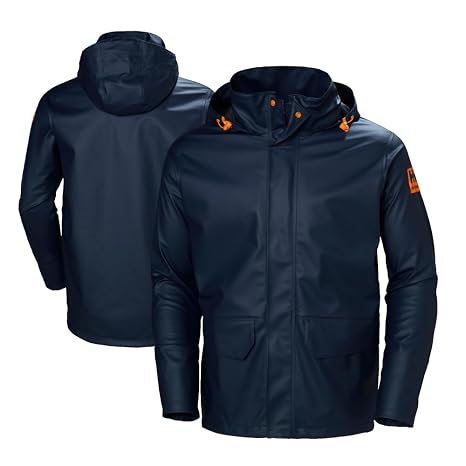 Helly Hansen Workwear Men's Gale Waterproof Rain Jacket, Navy, XL