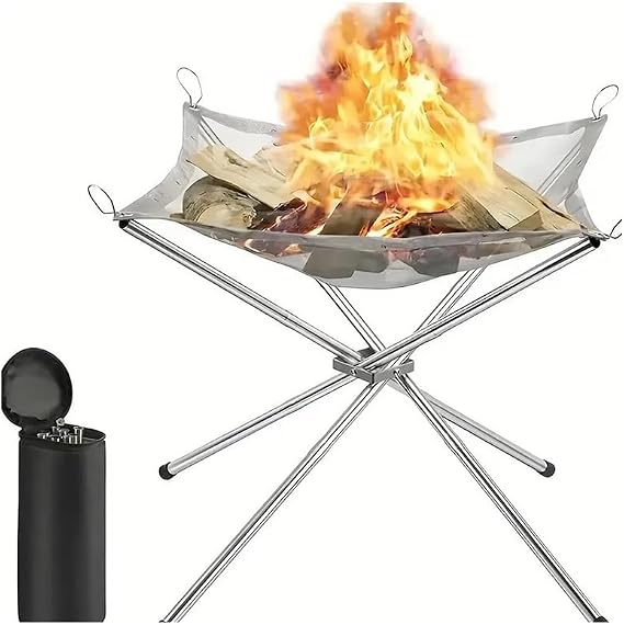 MOBEE Katlanabilir Kamp Ateş Çukuru Çelik Örgü Taşınabilir Fire Pit Izgara Fonksiyonlu
