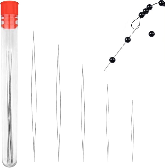 Redamancy 5 Pieces Beading Needles, Needles for Making Jewellery Needles, 5 Sizes Beads Needles Embroidery Foldable, Threading Accessories for Jewellery Creation for Necklaces