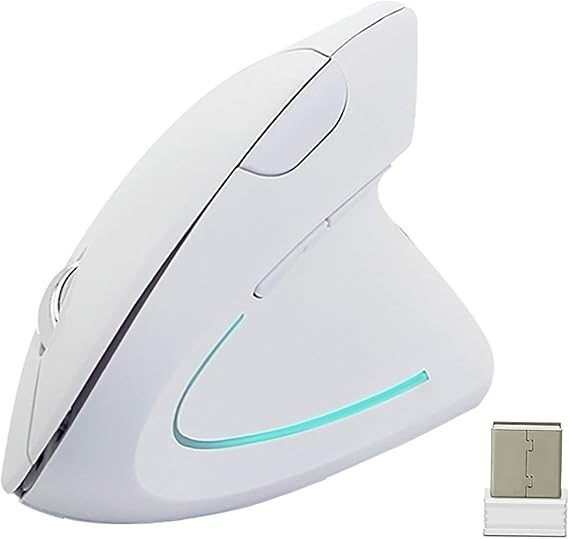 Dikey Fare, 2.4G Kablosuz Ergonomik Optik Fare 800/1200 /1600 DPI 6 Düğmeli Sağ El Oyun Faresi Laptop, Masaüstü, PC, MacBook için (Beyaz)