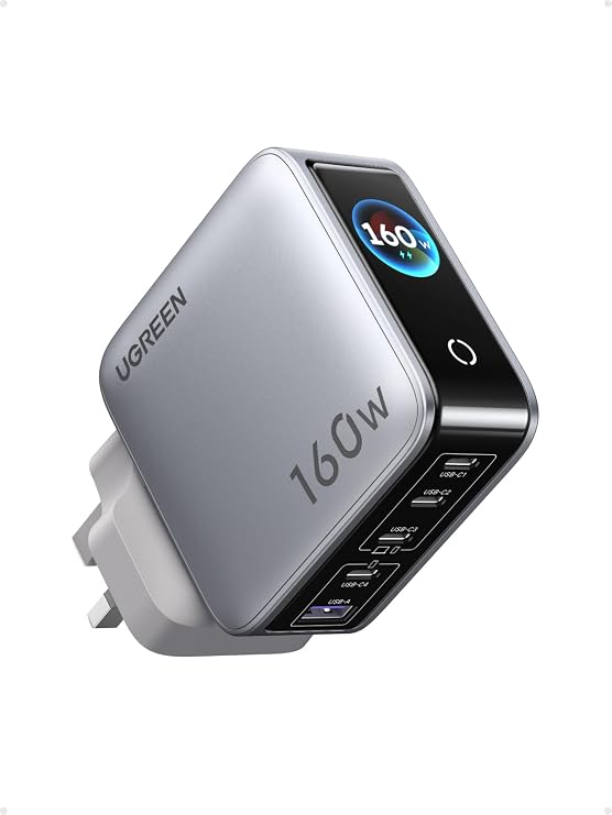 UGREEN 160W USB C Charger Nexode Pro 5-Port Fast Charger GaN Smart Display