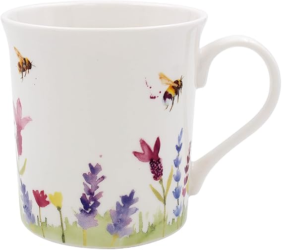 Lesser & Pavey British Designed Coffee Mug | Ceramic Coffee Mugs for Home or Work | Large Mugs for Hot Drinks | Lavender & Bees 2 Tea and Coffee Cups - Jennifer Rose Gallery