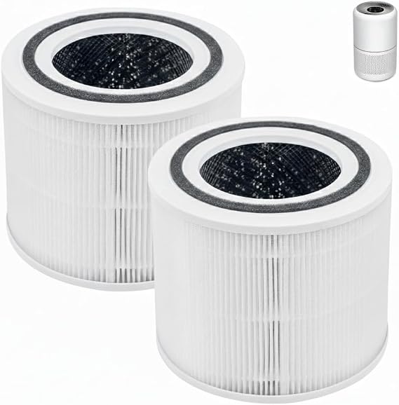 Air Purifier Replacement Filters,Compatiable with Levoit Core 300/300s Air Purifier,Air Purifier Filters,3-in-1 H13 True HEPA Filter,Activated Carbon for Removal of Smoke,Odor,Pollen 2 Pack