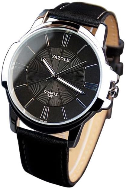 Luxury Stainless Steel Band Leather Men Watch Dial Quartz Wrist Sport Women's Watch Inexpensive Watches for Men (黑色,Black 棕色,Brown, One Size)