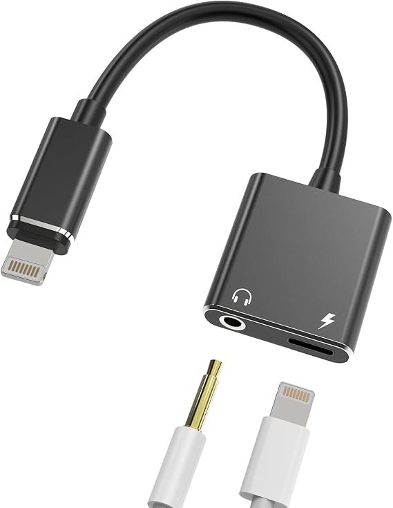 iPhone Lightning to 3.5mm Earphone Conversion Adapter Cable Simultaneous Lightning Jack Charging Compatible with Apple MFi Certified Apple Headphone Aux Splitter Cord Compatible with iPhone 11 12 13 14 Pro Max Plus iPad