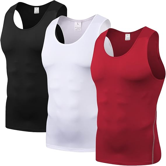SPVISE 1 or 3 Pack Men's Compression Shirts Sleeveless Tank Top Dry Fit Athletic Workout Sports Running Base Layer Undershirt