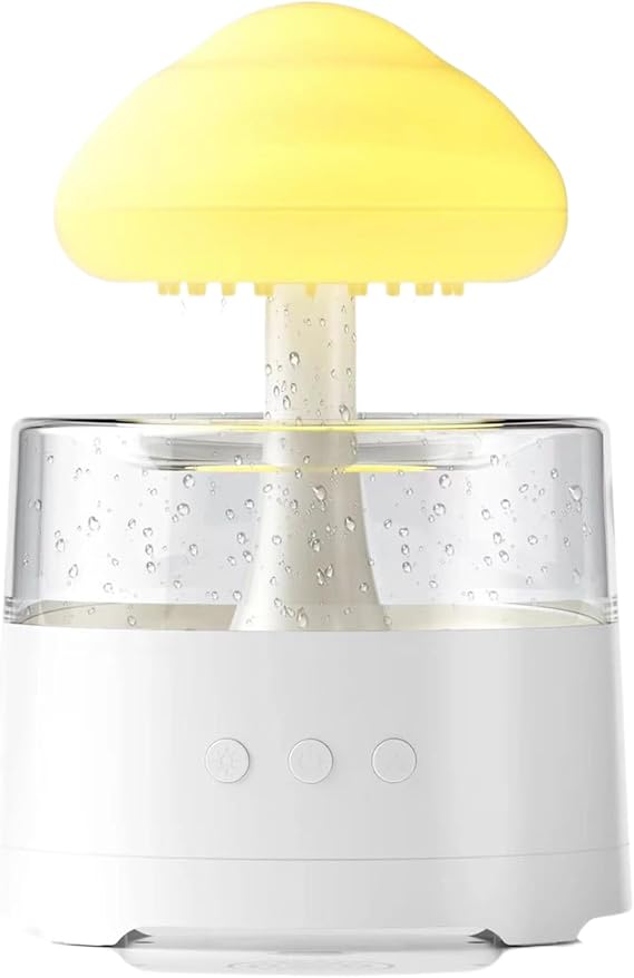 Mushroom Rain Diffuser - Dripping Diffuser Lamp, Cloud Mist Maker, Silent Cool Air Aromatherapy Lamp | Drip Sound Machine for Sleeping, Study Desk, for Family, Bedroom Air Purifier Accessory