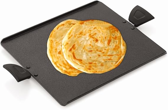 Generic Non-Stick 5mm Square Tawa | 32 cm x 49 cm | Patri/Pathiri Tawa | Black | Large | Gas Top Compatible Tawa | Durable and Efficient | Tawa for Roti/Chapati, EQSZ-KS-FEB-29201406