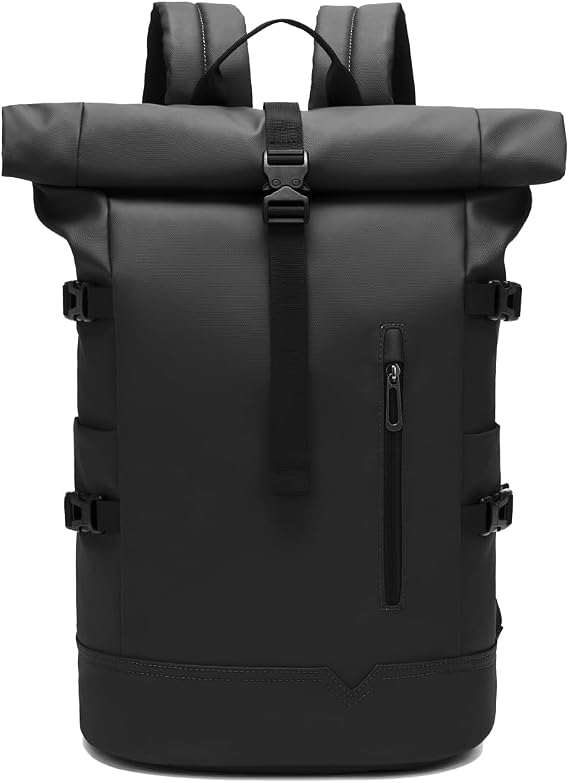 Waterproof Rolling Backpack Laptop Computer 15.6 Inches Anti-theft Men's Casual Backpack for Travel, Cycling, School Sport-Black