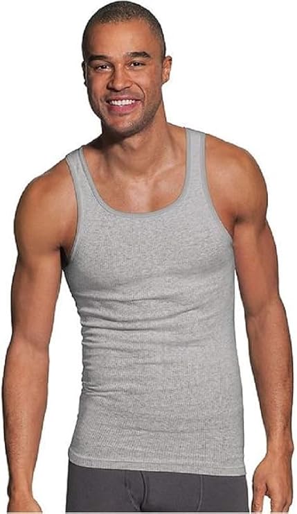Hanes Men's Undershirt Tank, Moisture-Wicking Ribbed, Lightweight Cotton Tank Undershirts, Black/White Options, Multi-Pack Undershirt (Pack of 6)