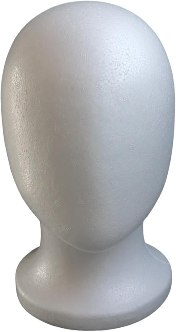 Foam model head, Mannequin Heads Foam Wigs Holder, Wig Head Styro-foam Wig Stand, 27x15.2cm, Cosmetic Styling, Easy to Set Up, Ideal for Model Wigs, Hair Practice, Showcase Setup