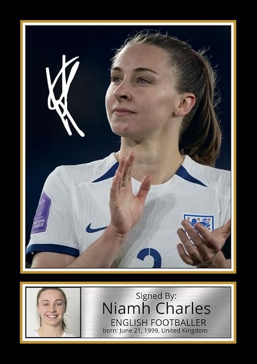 FoxyPrinting Niamh Charles Poster Print – England Lionesses Left‑Back – Framed or Unframed – Gift for Women’s Football Fans, A3 Poster Print (420x297mm)