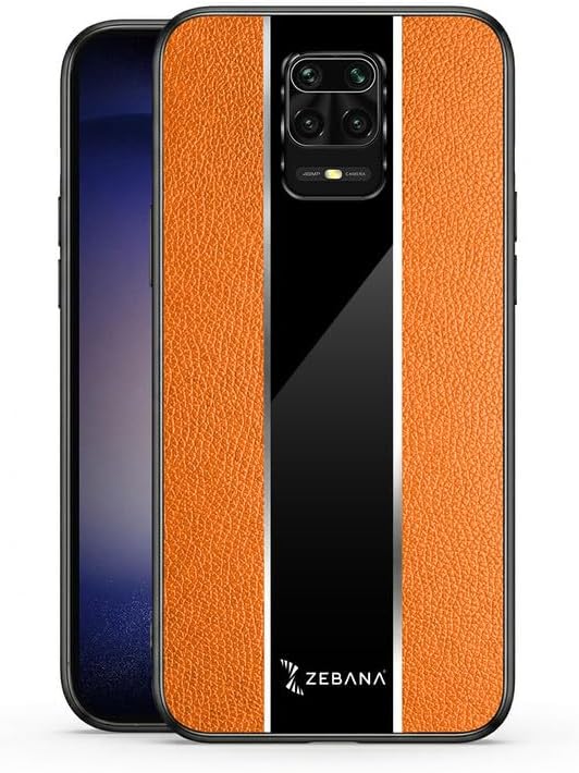 Zebana Xiaomi Redmi Note 9 Pro Max ile Uyumlu Kılıf Zebana Premium Deri Kılıf Turuncu