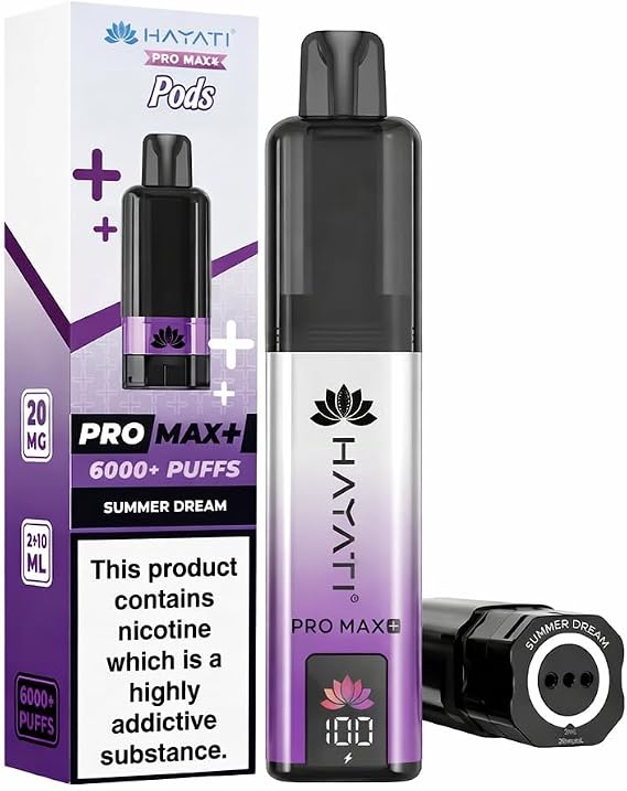 Hayati Pro Max+ 6k Refill Pod(Pre-filled) 20mg Up to 6000 Puffs: Long-lasting performance with up to 6000 clean, consistent puffs – Summer Dream