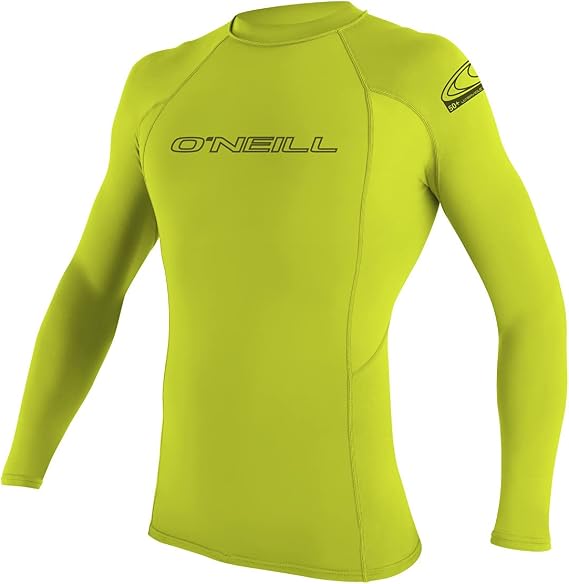 O'NEILL Mens Basic Skins Long Sleeve Rash Guard - Graphite - Breathable - The Basic Skins offers U - 4-way stretch