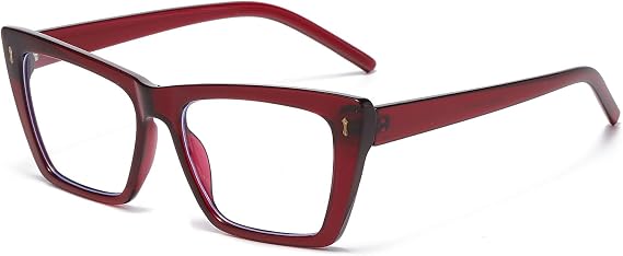 LJCZKA Blue Light Blocking Glasses Women, Cat Eye Computer Gaming Eyeglasses Oversized Cateye Frame Anti Fatigue Clear Lens Eyewear