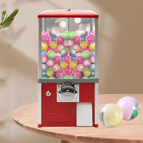 Vending machine small vending machine Coin Operated Candy Dispenser Vending Machine Prize Machine Gumball machine (Red),Gachapon Machine(Red)